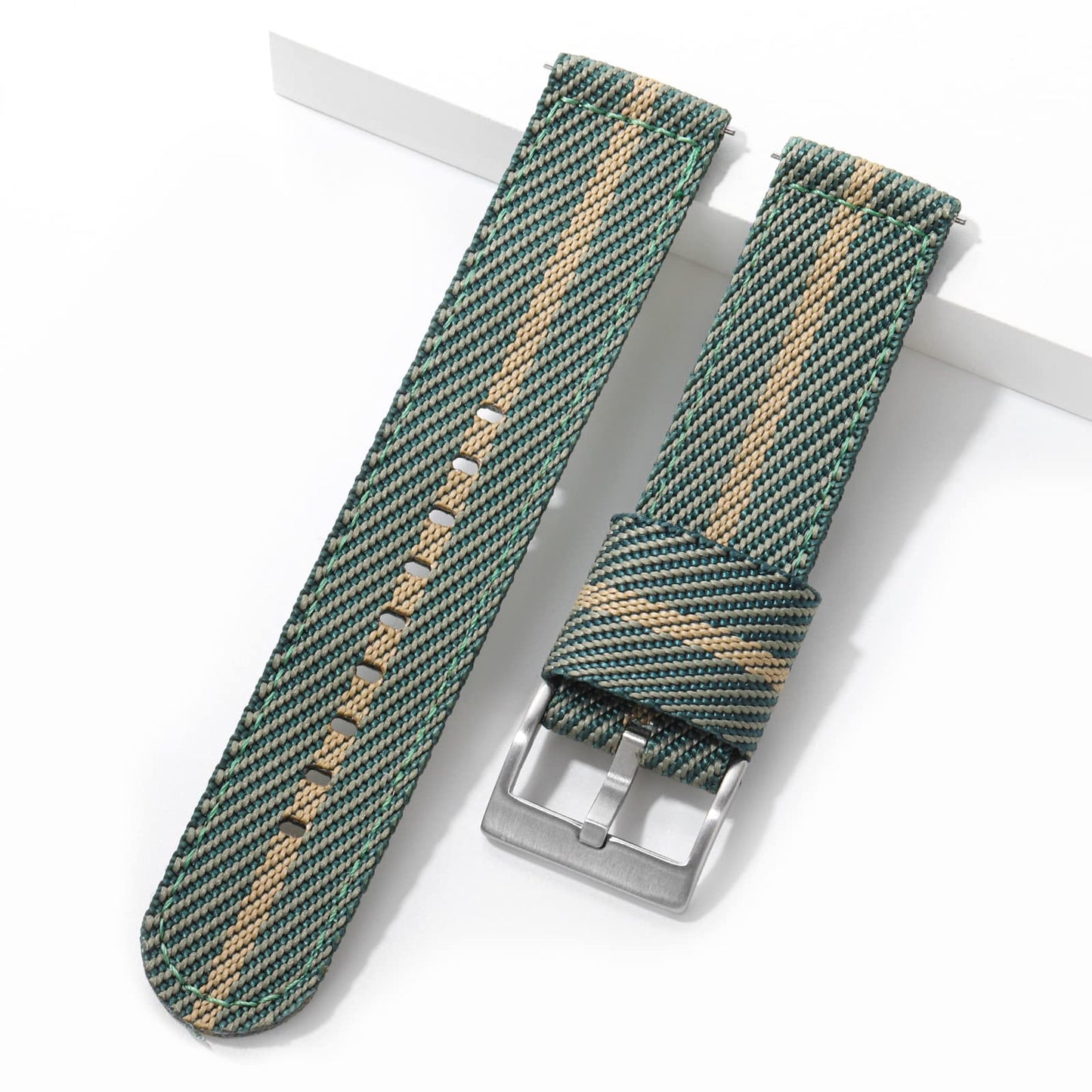 Leather Nylon Canvas Strap Watchband 20mm 22mm
