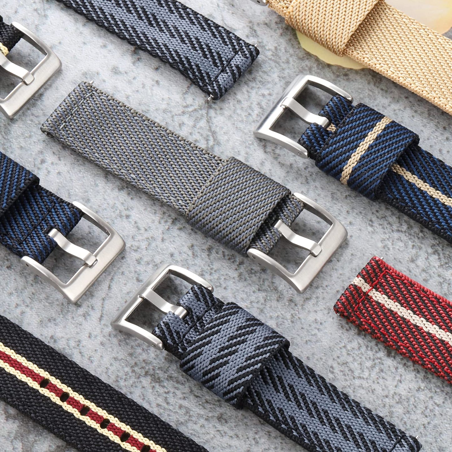 Leather Nylon Canvas Strap Watchband 20mm 22mm