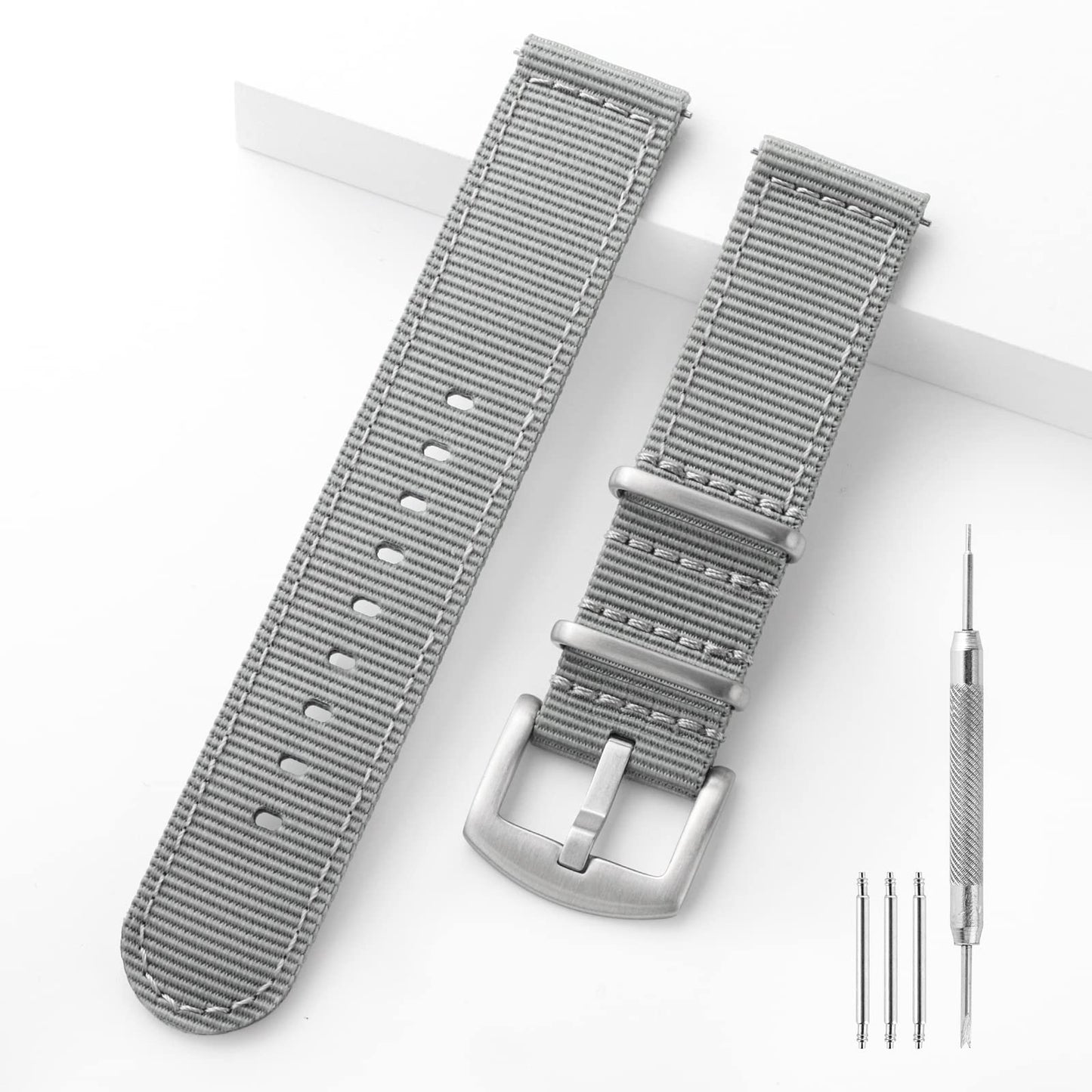Leather Nylon Canvas Strap Watchband 20mm 22mm