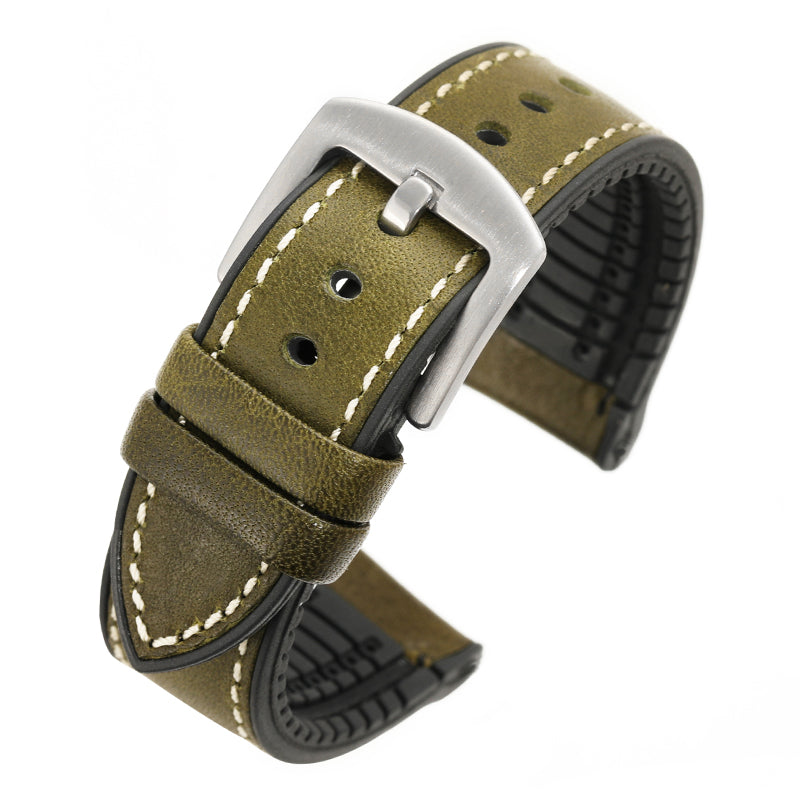 Italy Genuine Leather Strap Green Color 0mm 22mm