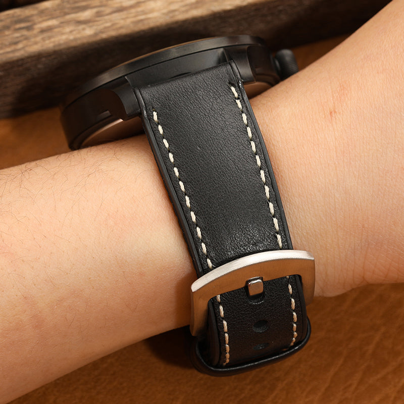 Italy Genuine Leather Strap Black Color 0mm 22mm