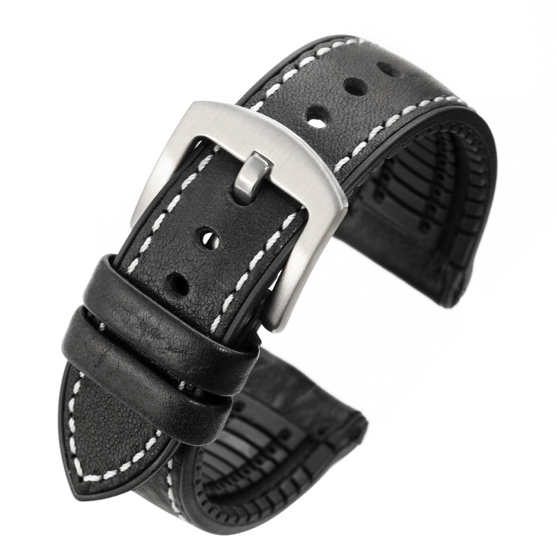 Militado Leather Rubber Watch Strap 20mm 22mm