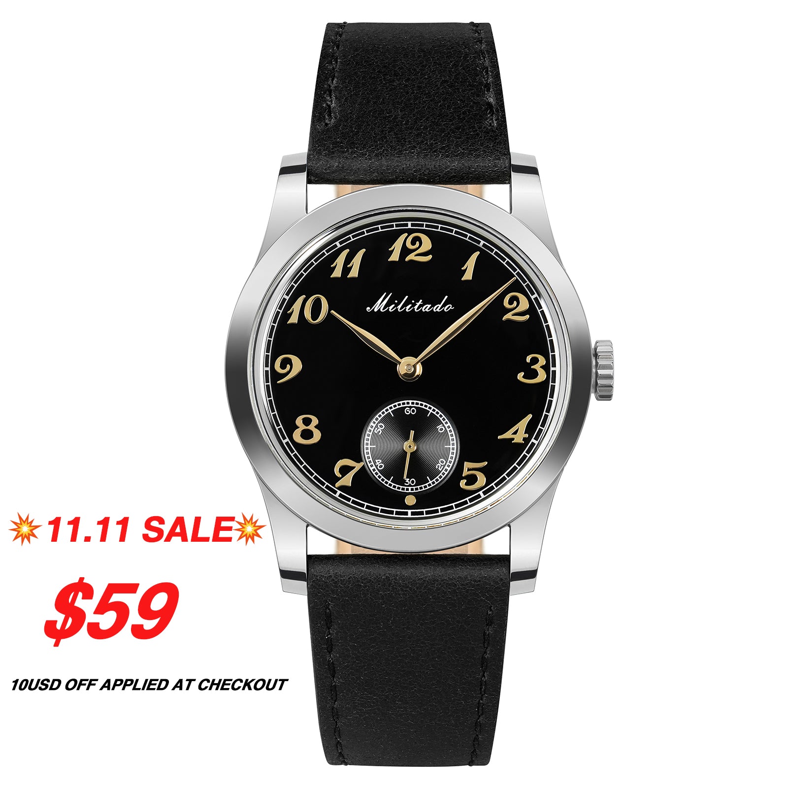 ★11.11 SALE★Militado 36mm Sapphire Crystal VD78 Quartz Watch ML01