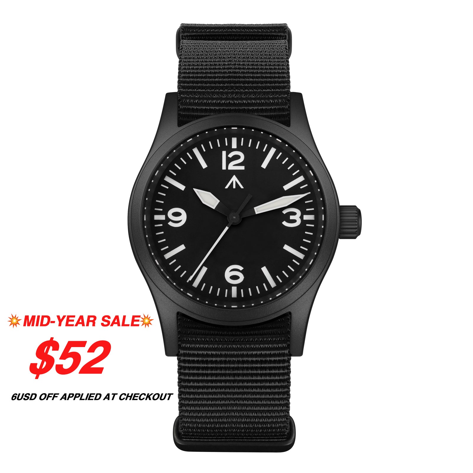 💥Mid-Year Sale💥Militado VH31 Vintage Military Watch ML05 Black PVD