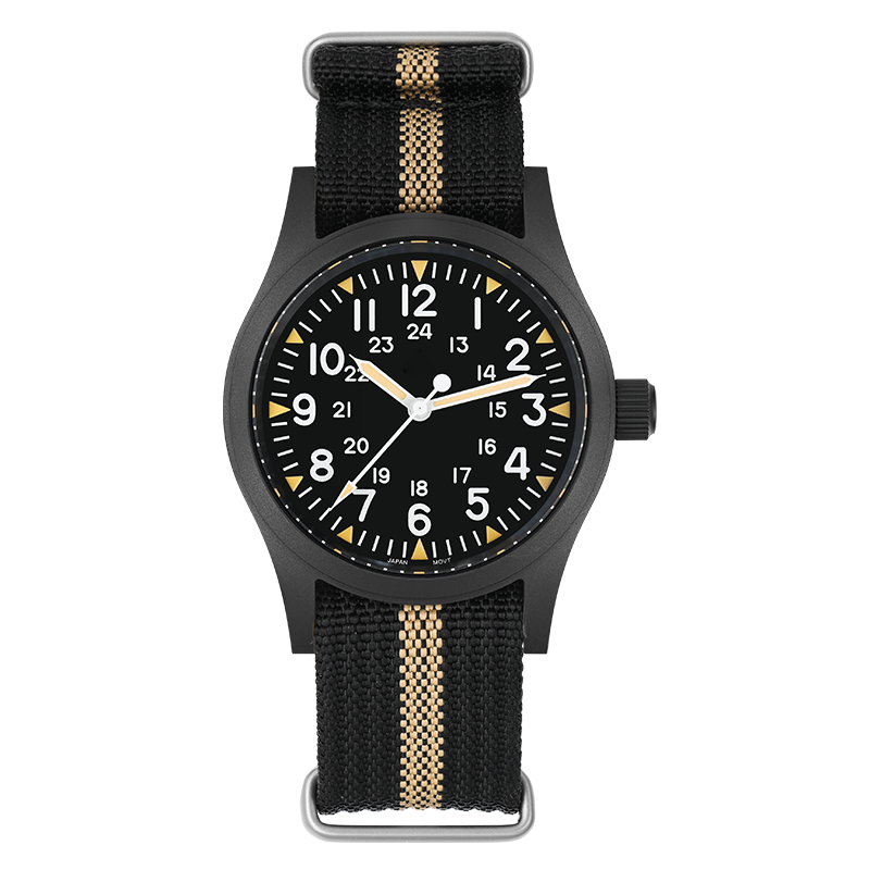 Militado 38mm Retro Field Watches For Men Black Case Watch