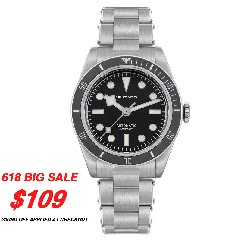 ★618 Big Sale★ Militado 38mm NH35 Automatic BB58 Retro Watch ML06