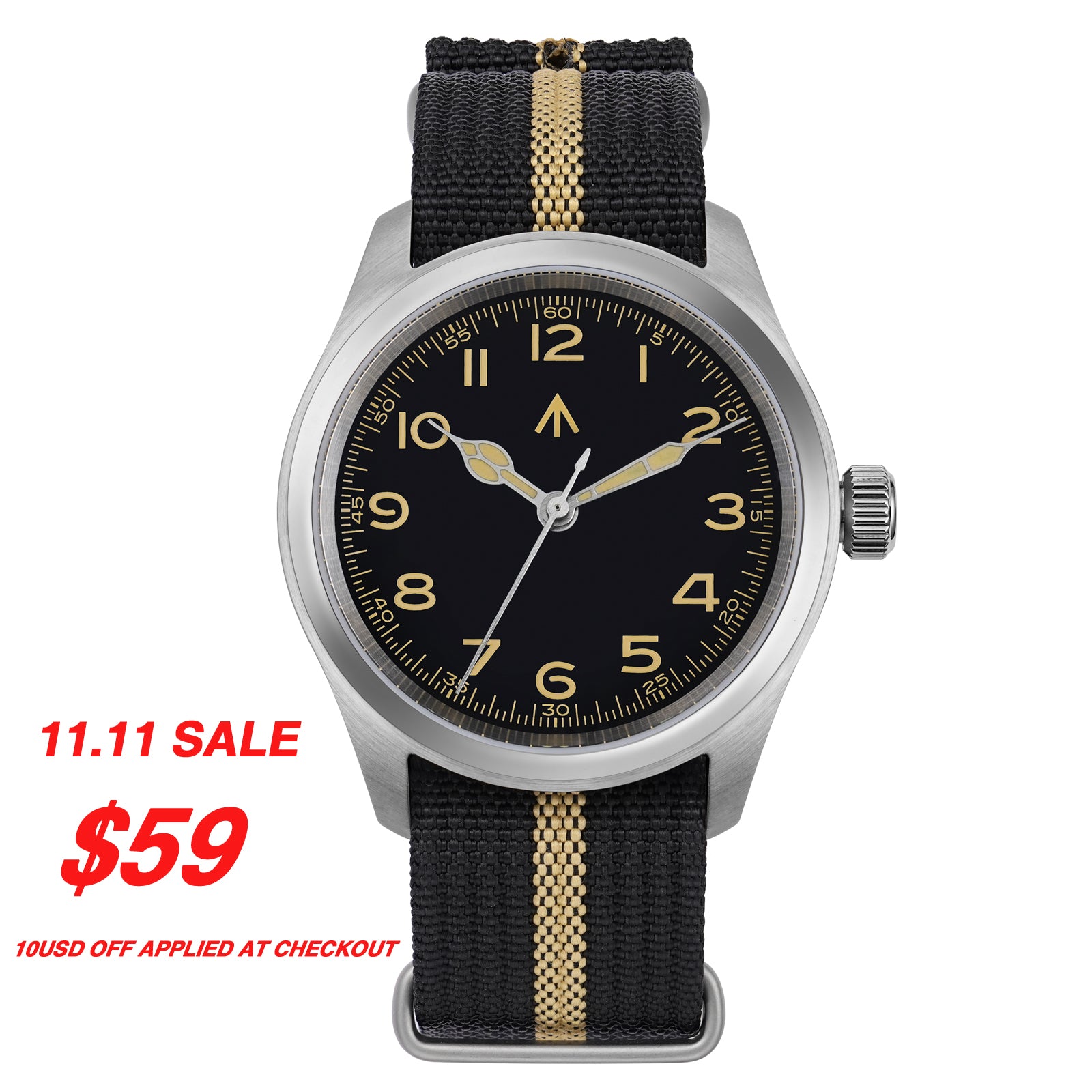 ☆11.11 Sale☆Militado 38mm Retro VH31 Military Watch ML08