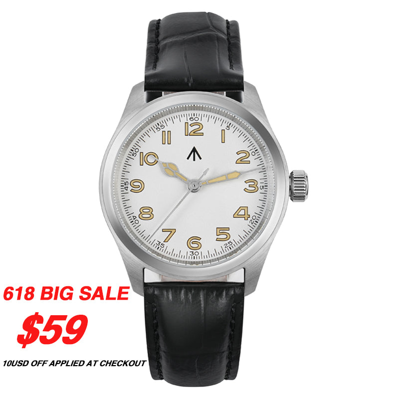 ★618 Big Sale★Militado VH31 38mm Sapphire Crystal Field Watch ML08 White Dial