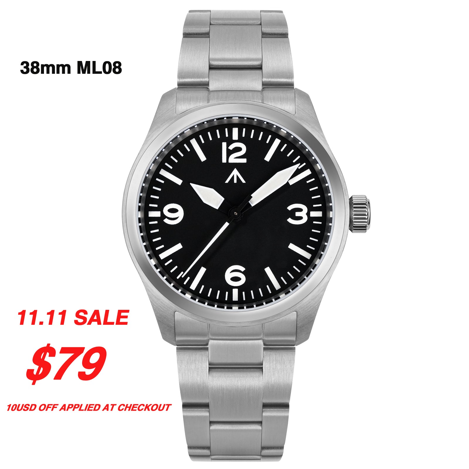 ☆11.11 Sale☆ Militado 38mm VH31 Retro Field Watch ML08
