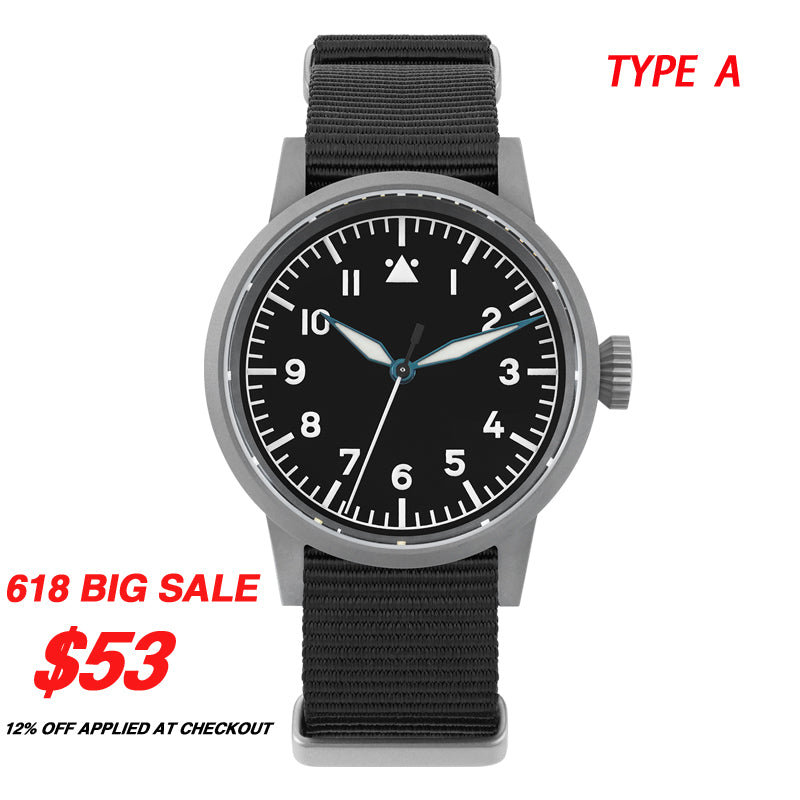 ★618 Big Sale★ Militado 37mm Sapphire Crystal Retro Flieger Pilot Watch ML10 V2