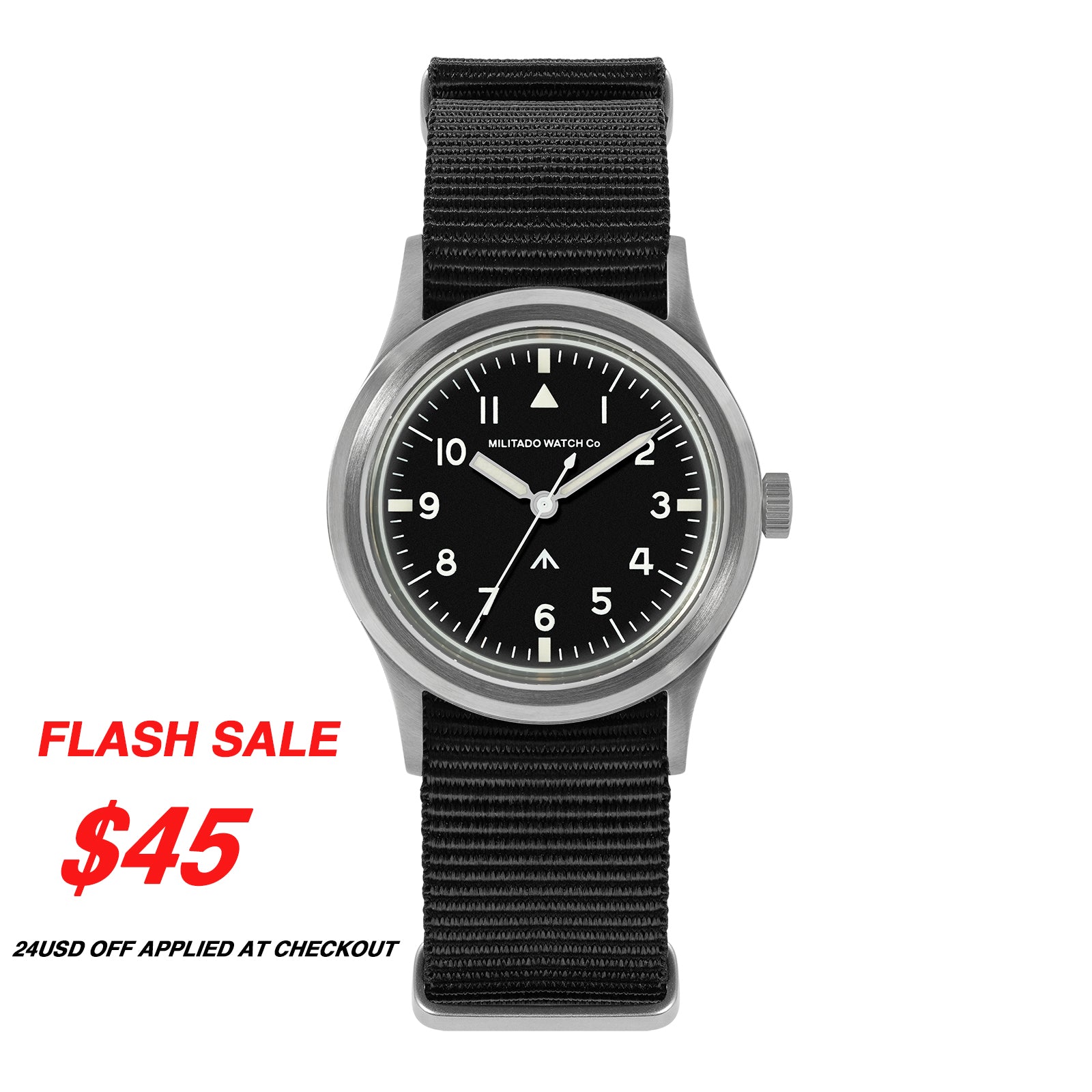 ☆Flash SALE☆ Militado 36mm Retro Military Watch Super 2035 Movt