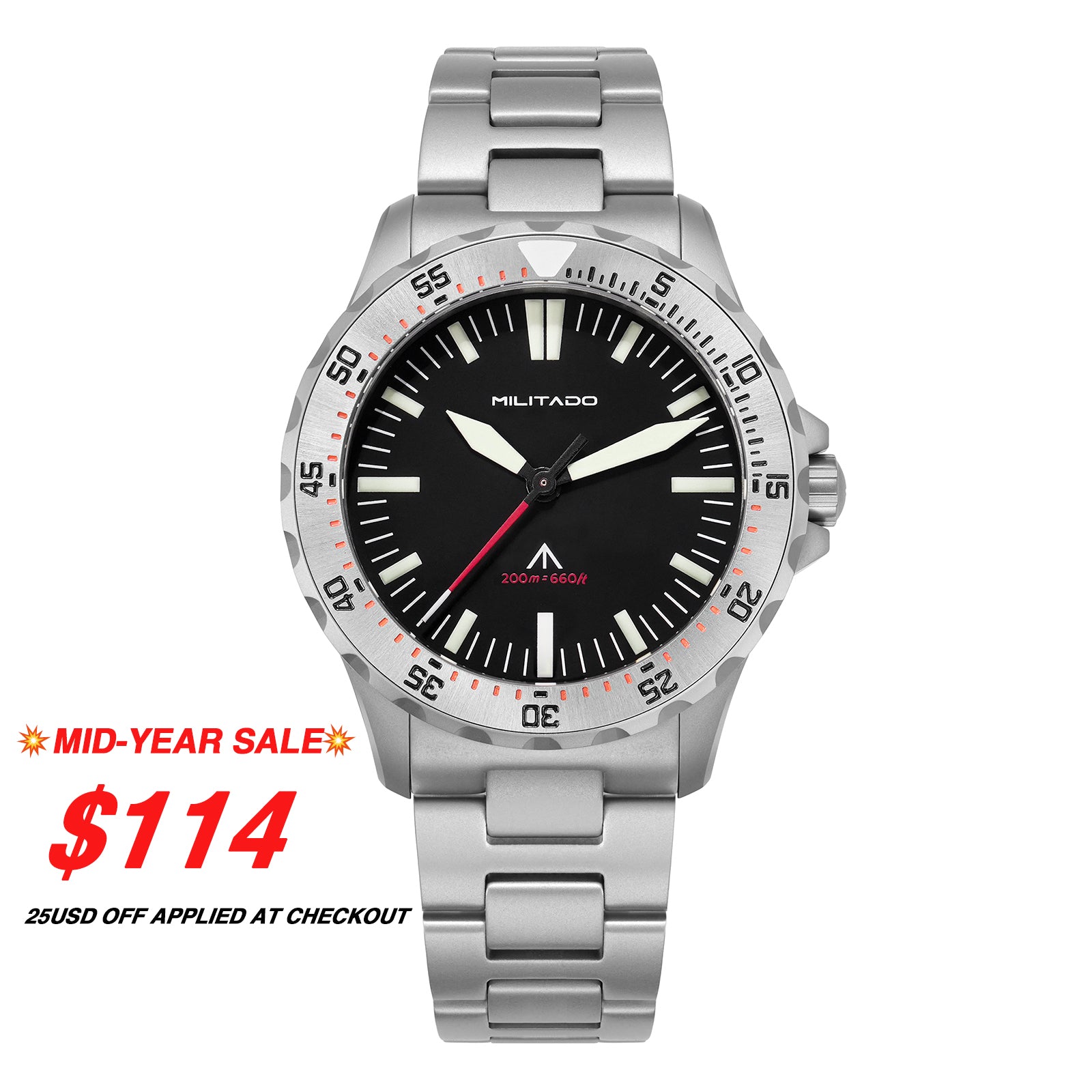 💥Mid-Year Sale💥Militado 39mm Dive Watch Sapphire Crystal