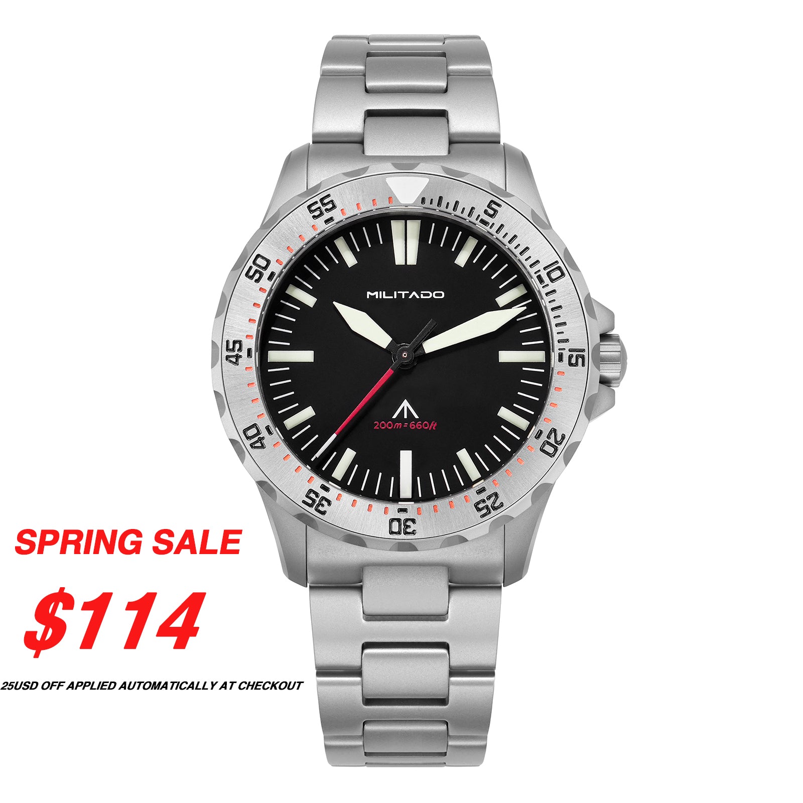 💥Spring Sale💥Militado 39mm Dive Watch Sapphire Crystal Military Watch ML16