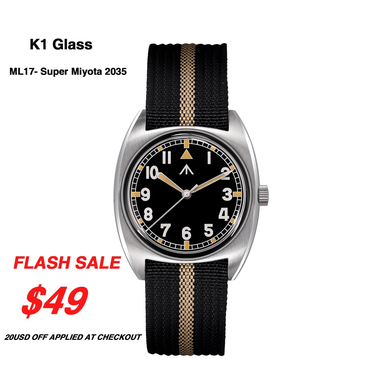 ★New Released★Militado Vintage 36mm Military Watch W10 Remake ML17