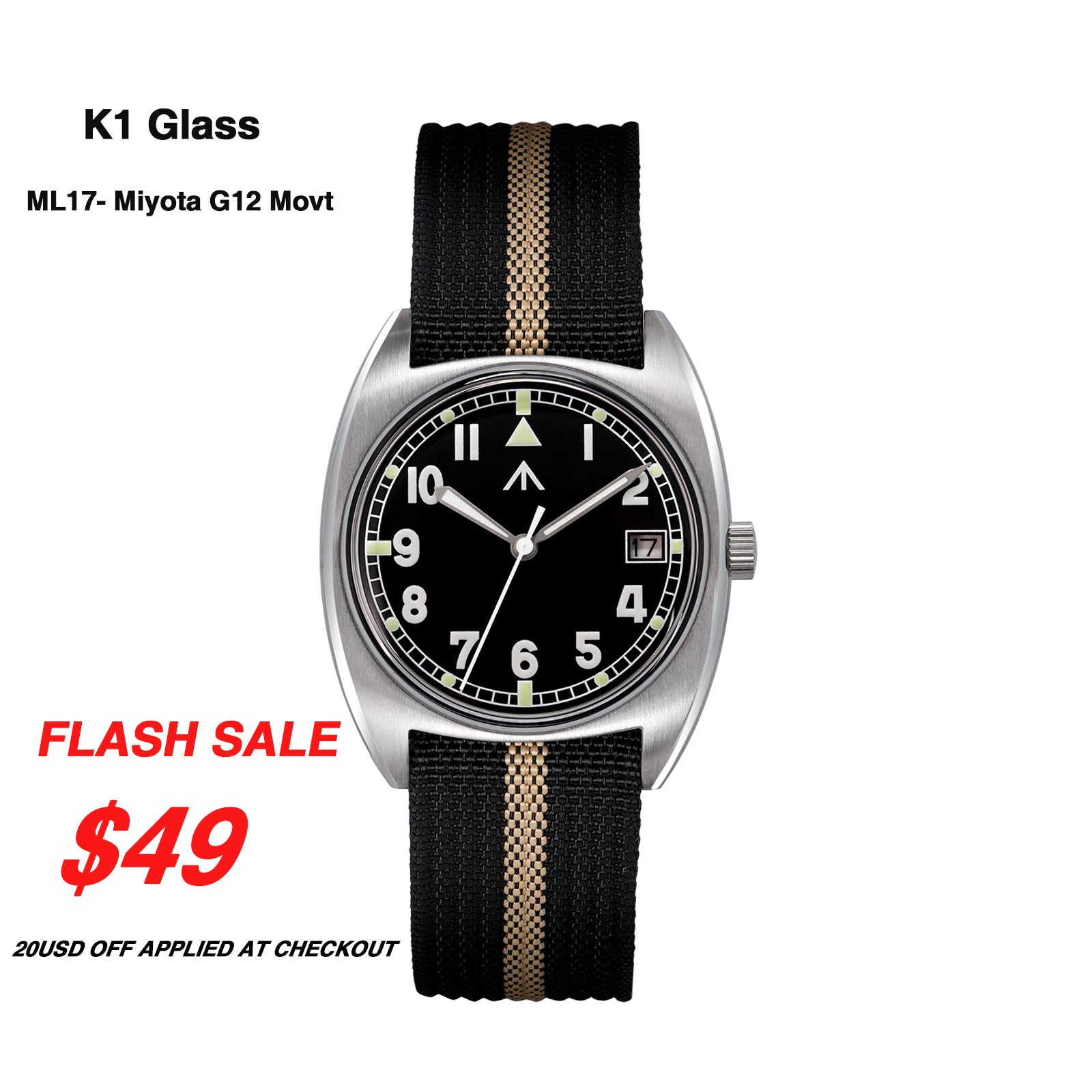 ★New Released★Militado Vintage 36mm Military Watch W10 Remake ML17