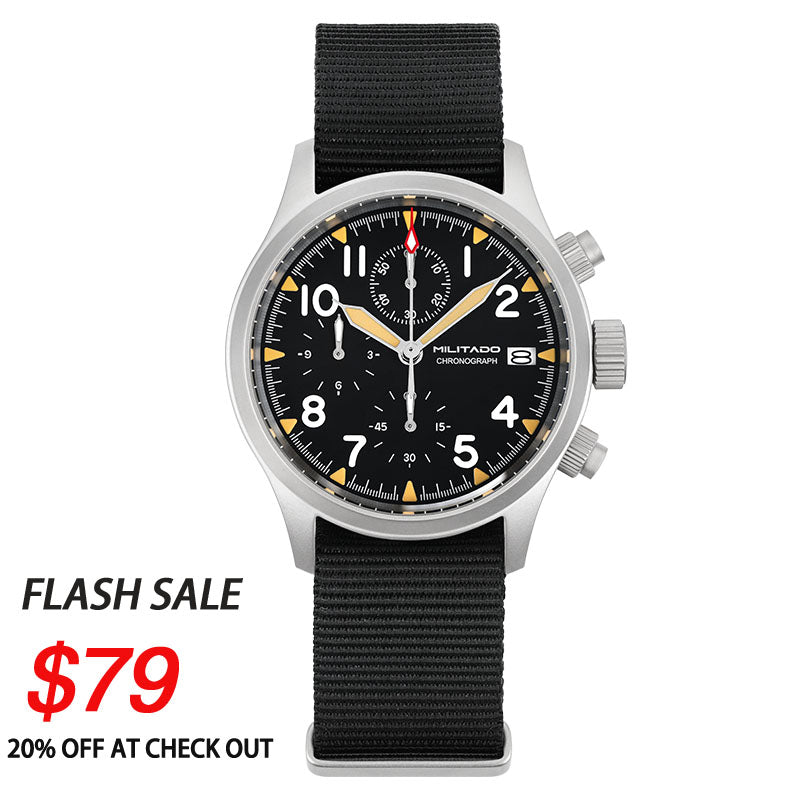 Reloj cronógrafo de cuarzo Militado Retro VK67 - 3 esferas