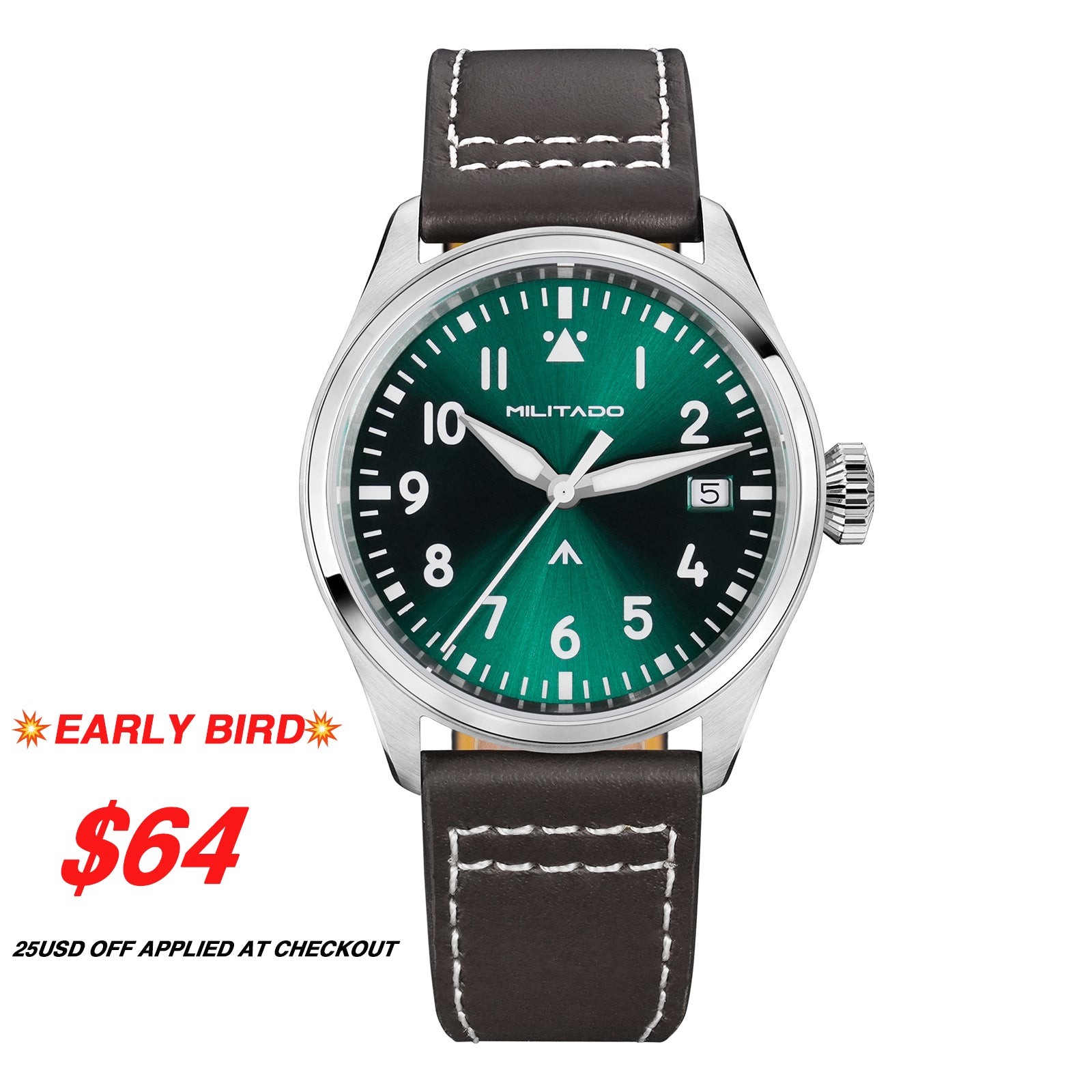 ★EarlyBird★Militado 37mm Pilot Watch ML21