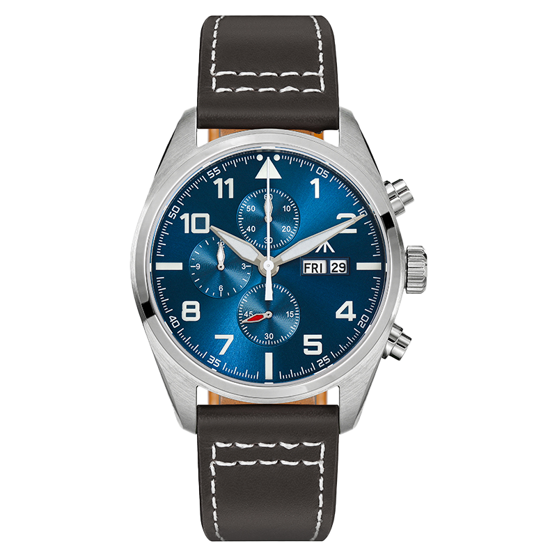 Militado Chronograph Piot Watch 39mm Field Watch ML04 Blue Dial