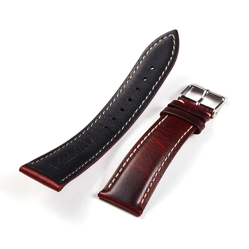 Vintage Oil Wax Leather Watch Strap Cowhide Watchband 18mm 19mm 20mm 21mm 22mm