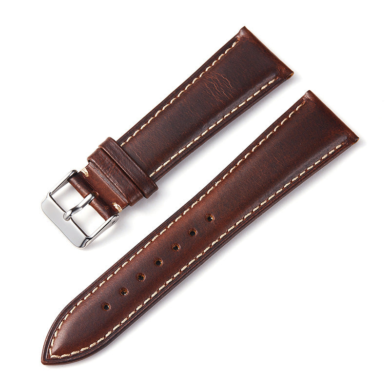Vintage Oil Wax Leather Watch Strap Cowhide Watchband 18mm 19mm 20mm 21mm 22mm