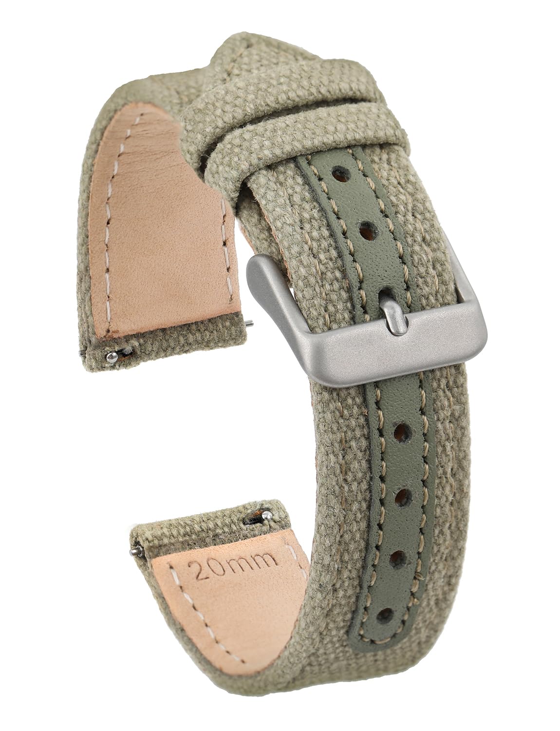 Leather Nylon Canvas Strap Watchband 20mm 22mm