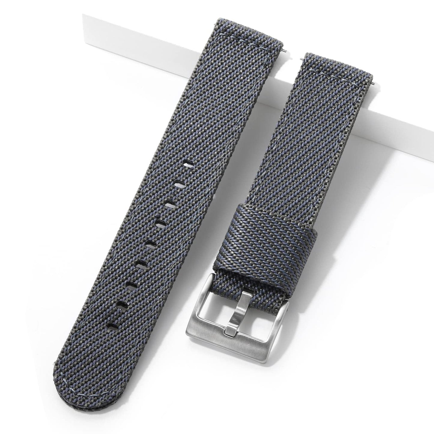 Leather Nylon Canvas Strap Watchband 20mm 22mm