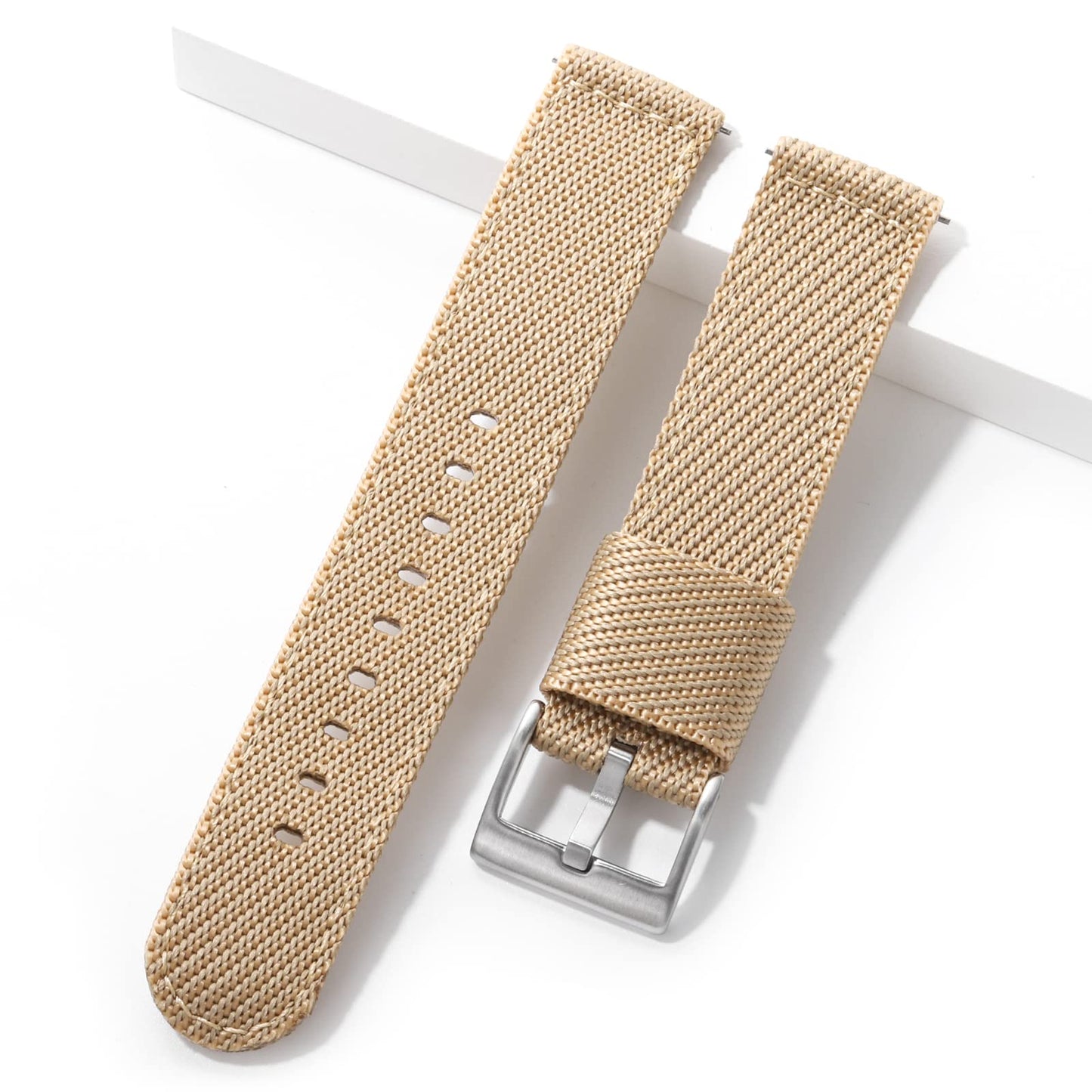 Leather Nylon Canvas Strap Watchband 20mm 22mm