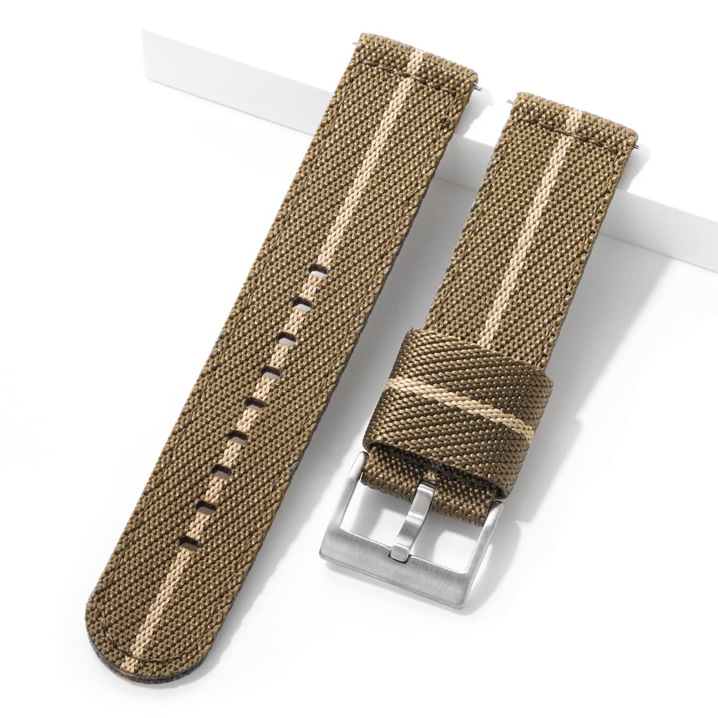 Leather Nylon Canvas Strap Watchband 20mm 22mm