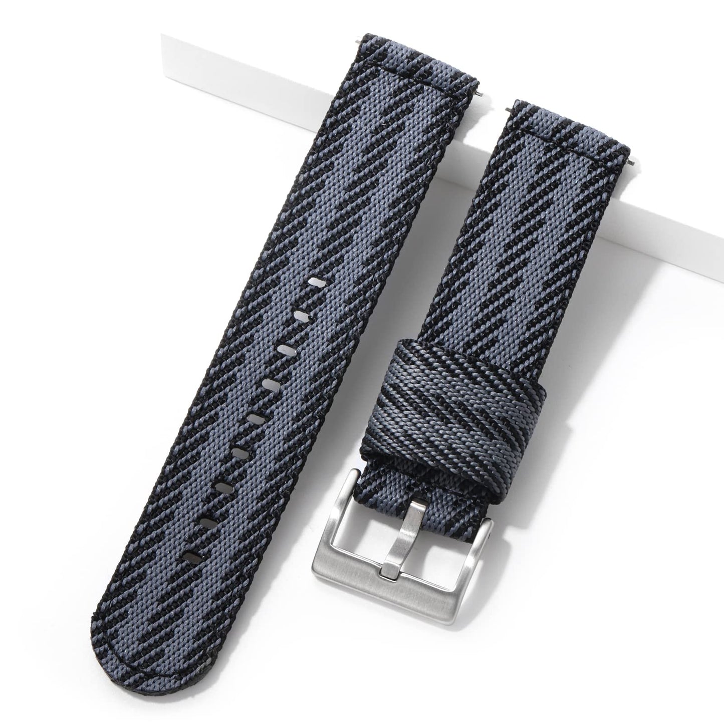 Leather Nylon Canvas Strap Watchband 20mm 22mm