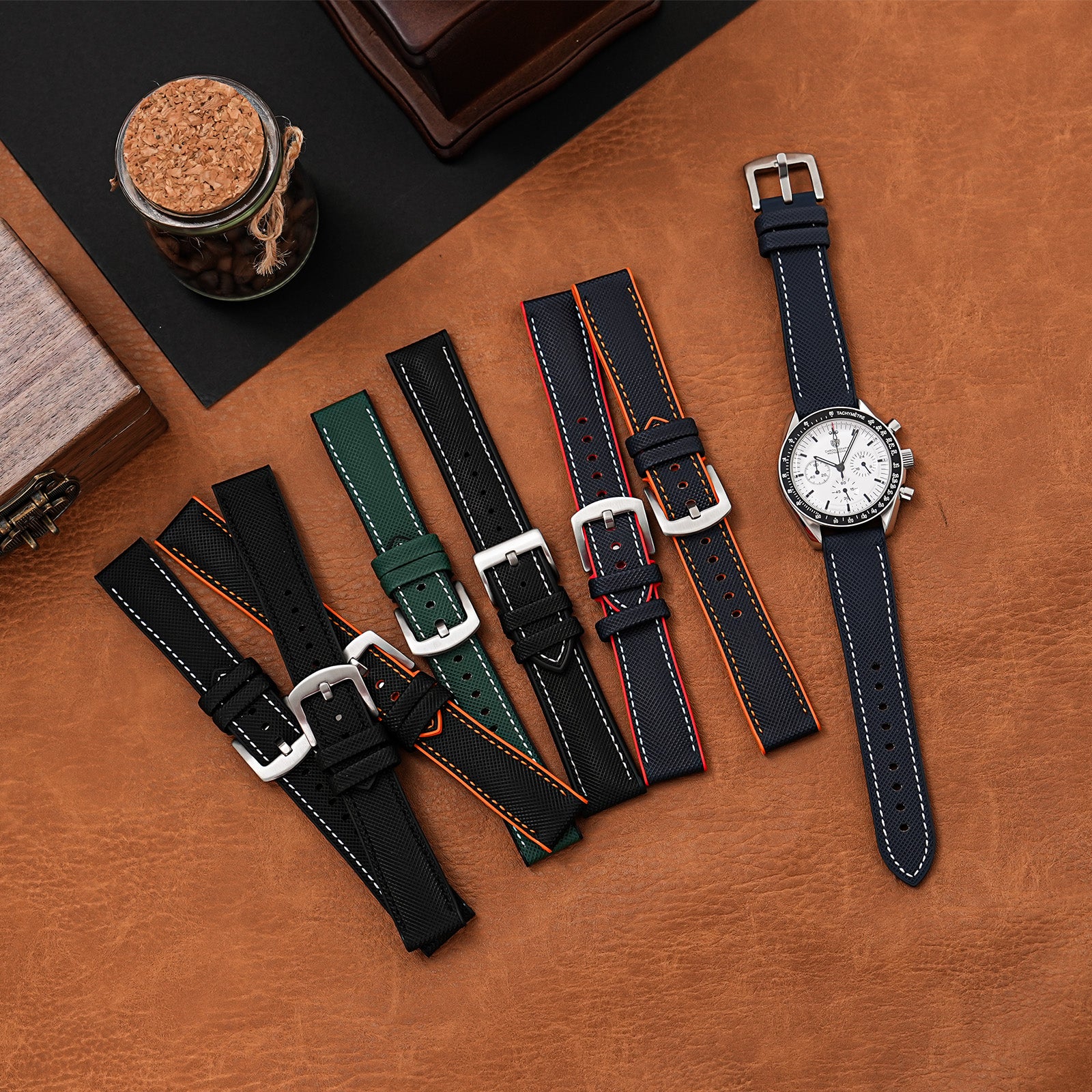 Durable FKM Watch Band Soft Rubber Strap 20mm 22mm