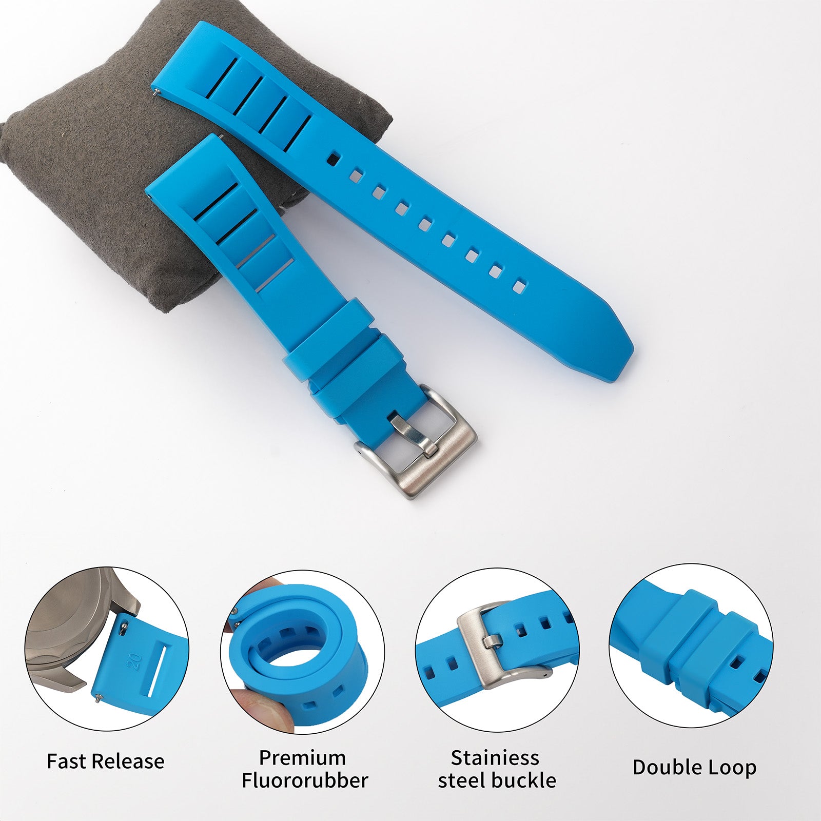 FKM Watch Band Rubber Strap 20mm 22mm