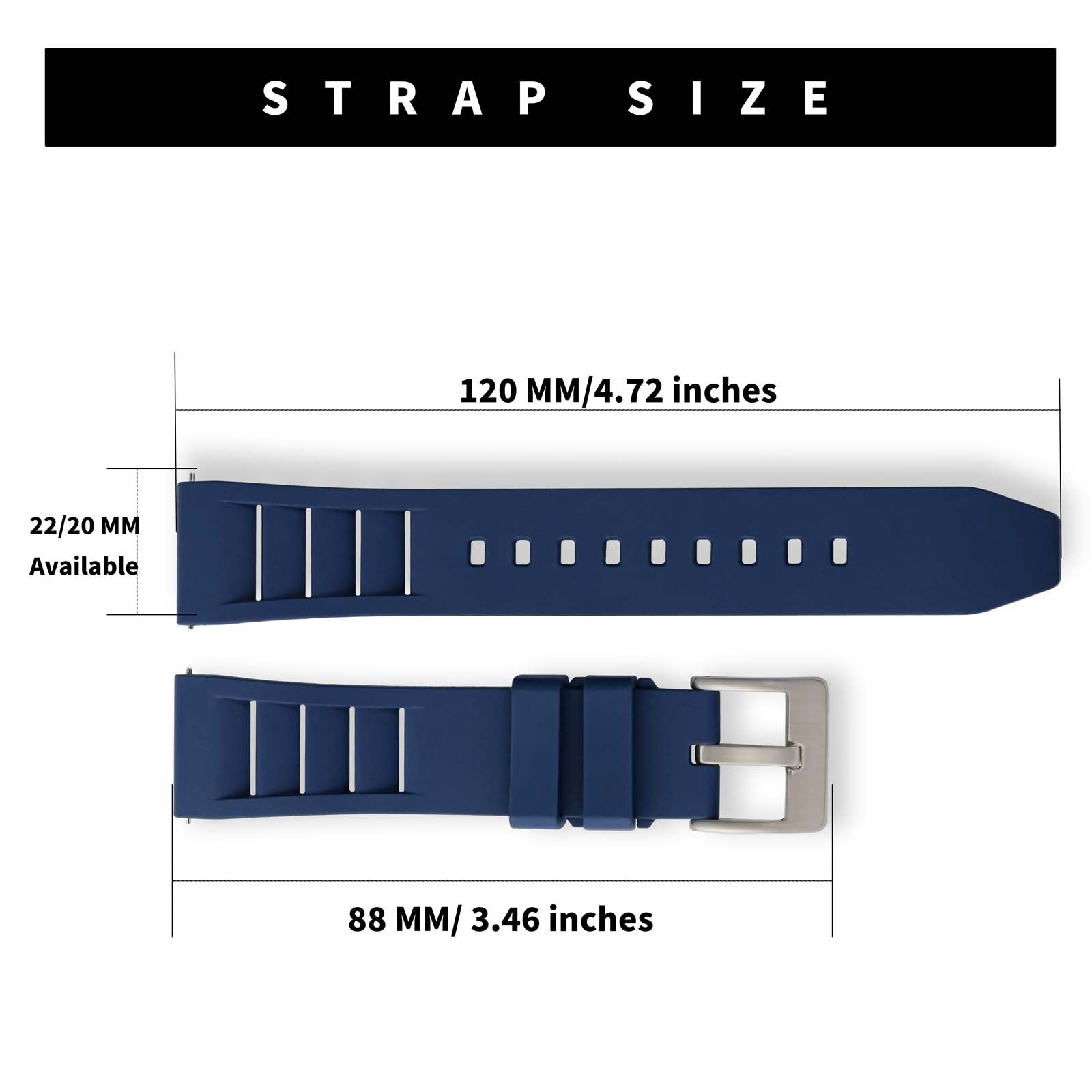 FKM Watch Band Rubber Strap 20mm 22mm