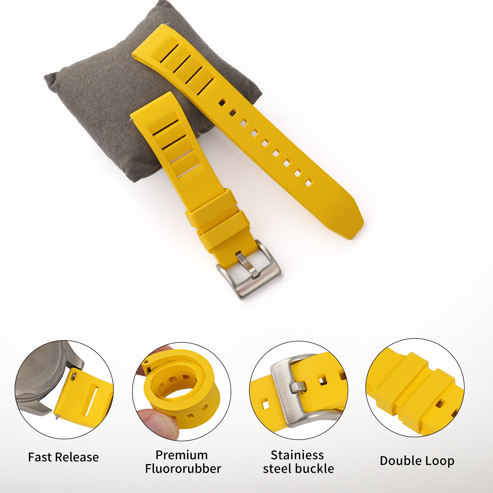 FKM Watch Band Rubber Strap 20mm 22mm