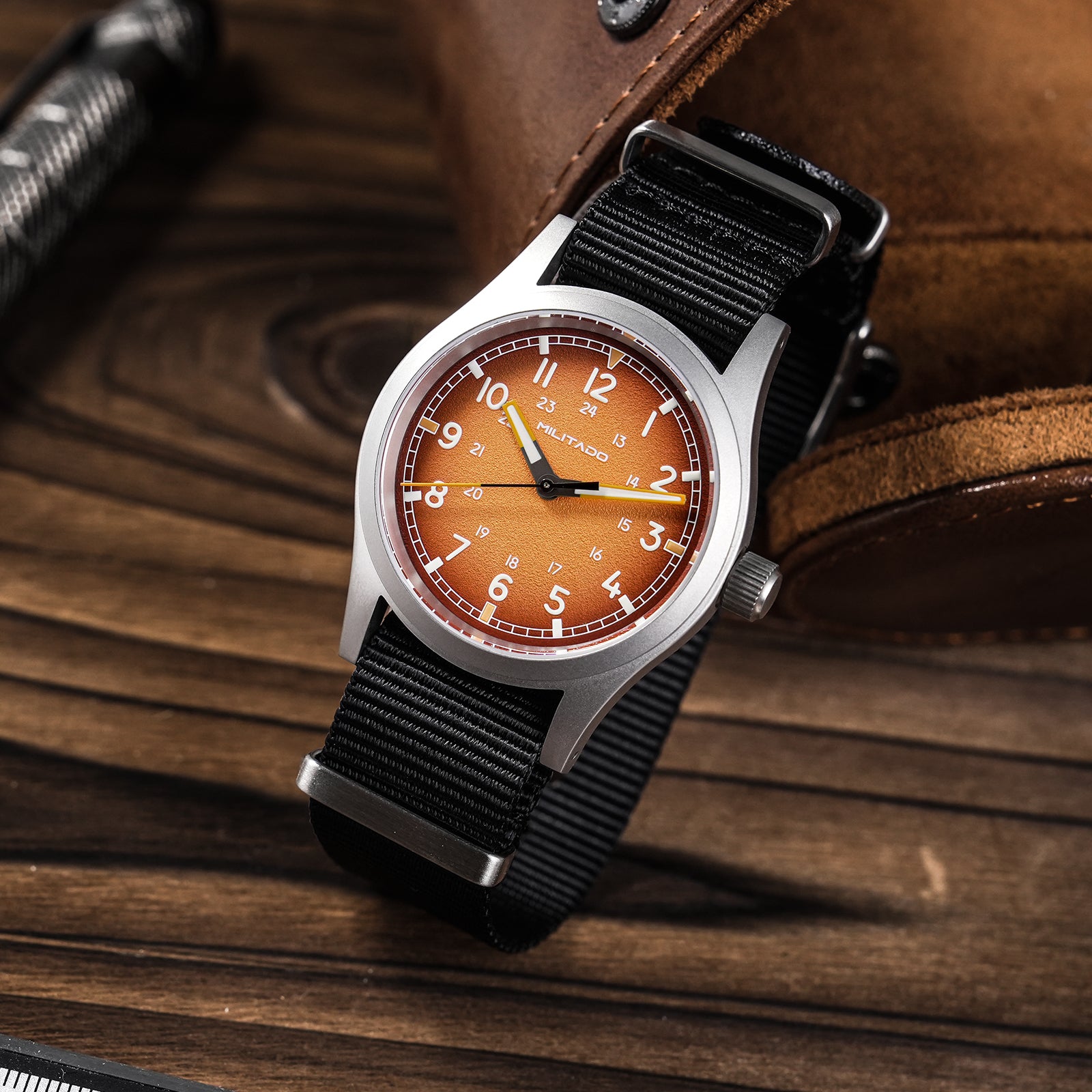 💥New Released💥Militado 38mm Military Watch VH31 Sweeping Hand Movt Watch ML24