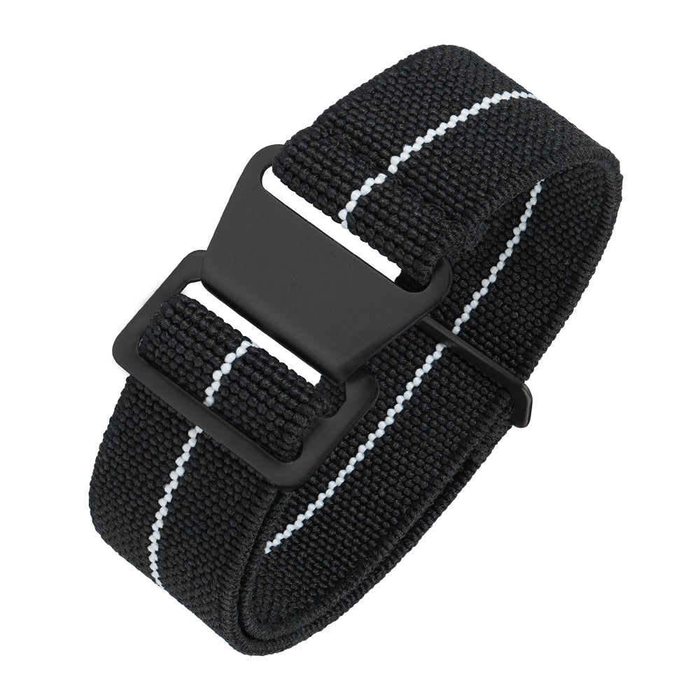 Correa de reloj de nailon y lona con detalles de cuero de 20 mm/22 mm