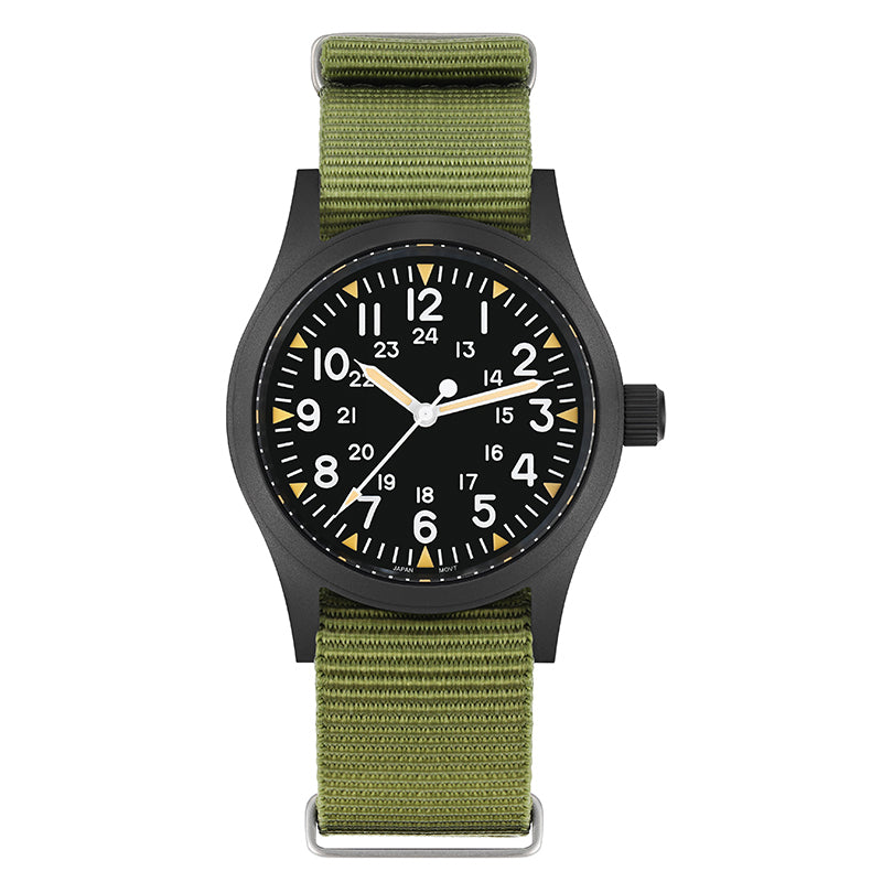 ★618 Big Sale★Militado VH31 Vintage Military Watch ML05 Black PVD