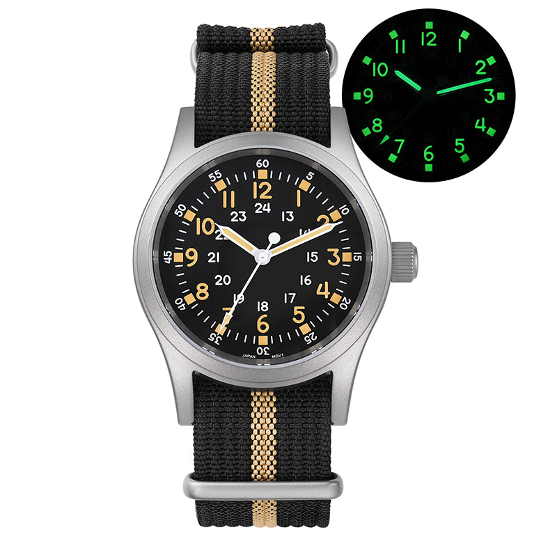 Militado VH31 Vintage Field Watch ML05 24hours Black Dial