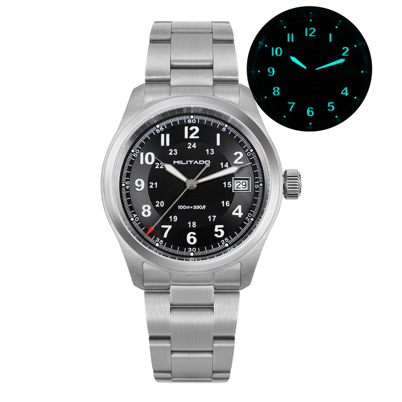 Militado 38mm Sapphire Crystal Field Watch ML08 Grey Dial