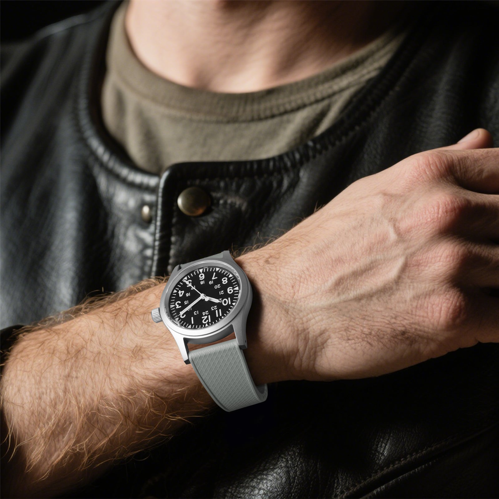 Premium-Grade FKM Rubber Watchband Cut-To-Size Rubber Strap 20mm 22mm