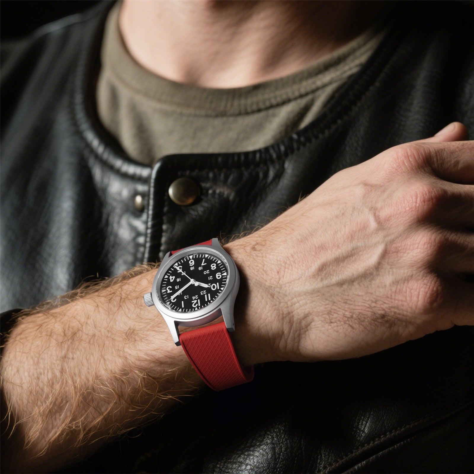 Premium-Grade FKM Rubber Watchband Cut-To-Size Rubber Strap 20mm 22mm