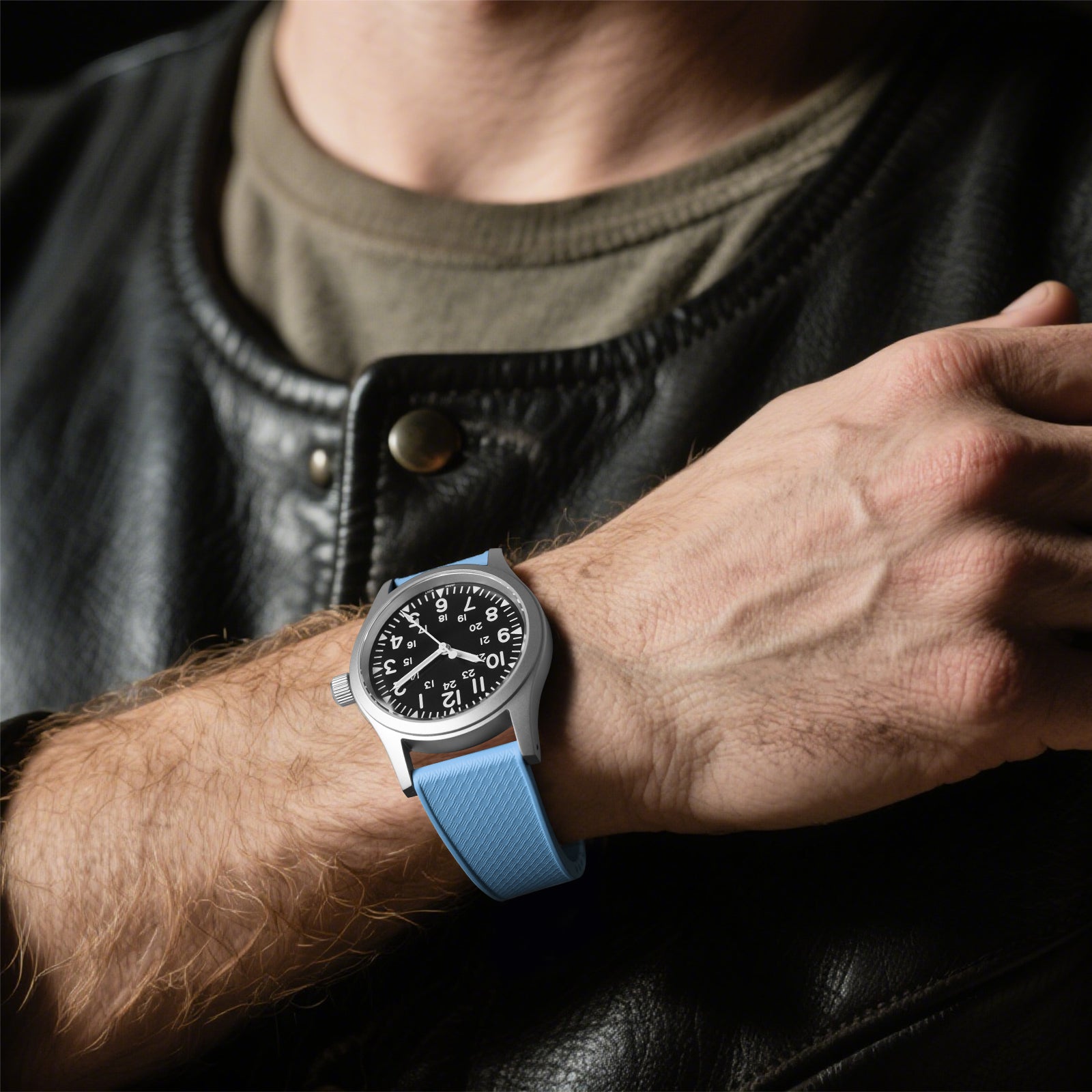 Premium-Grade FKM Rubber Watchband Cut-To-Size Rubber Strap 20mm 22mm