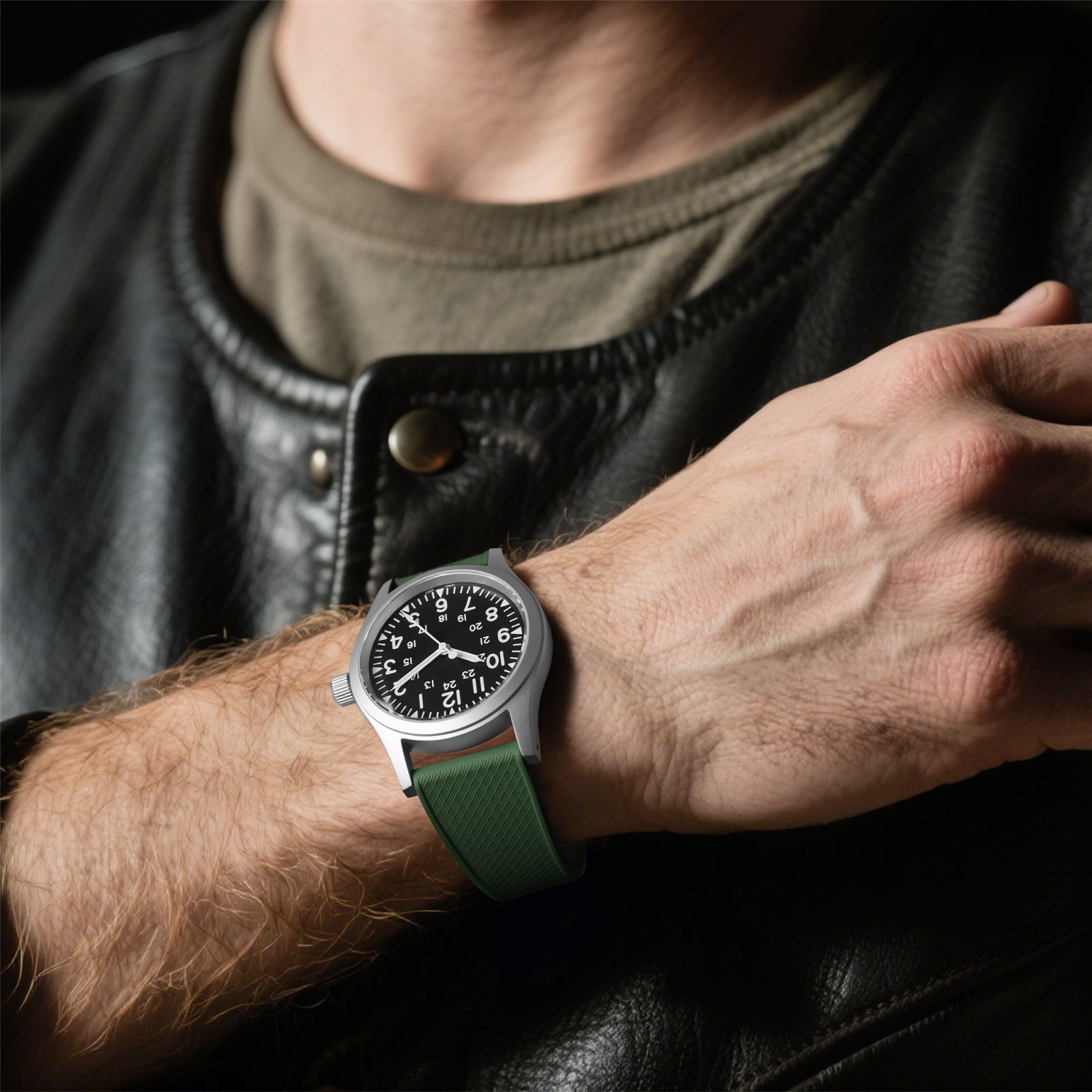 Premium-Grade FKM Rubber Watchband Cut-To-Size Rubber Strap 20mm 22mm