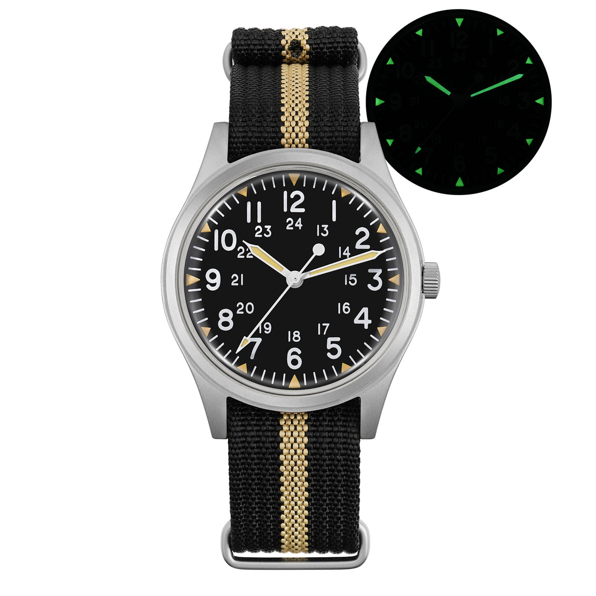 Militado 36mm Sapphire Crystal Field Watch 2035 Movt ML07B
