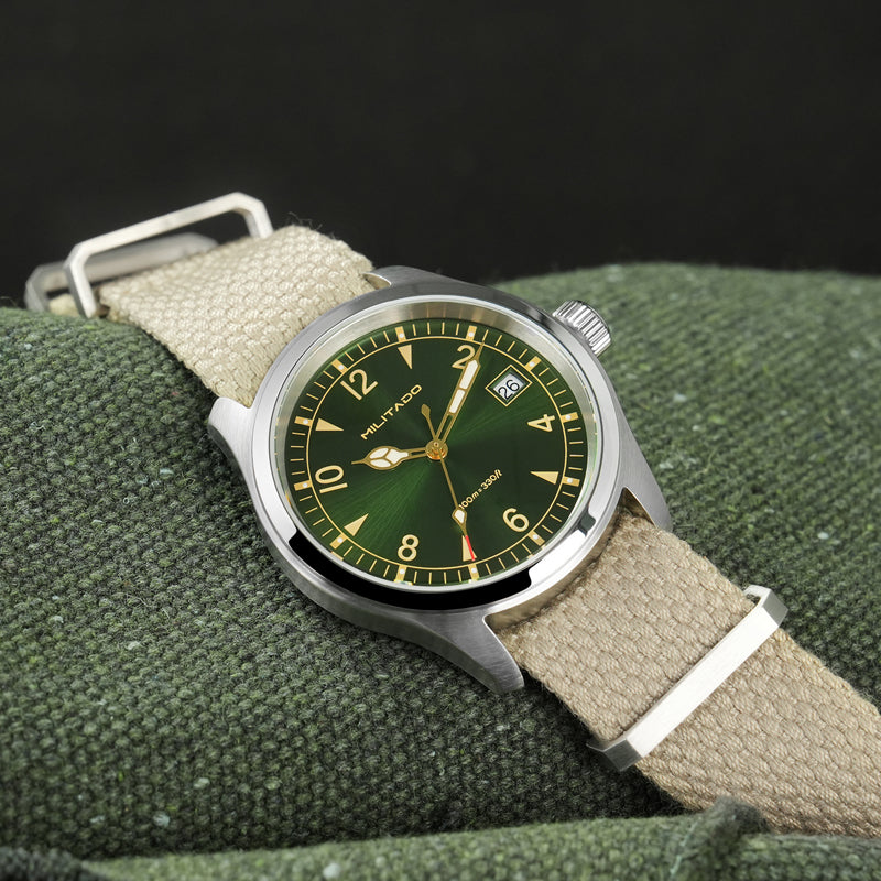 Militado 36 mm Reloj de campo de cuarzo D12 - Agujas tipo lápiz