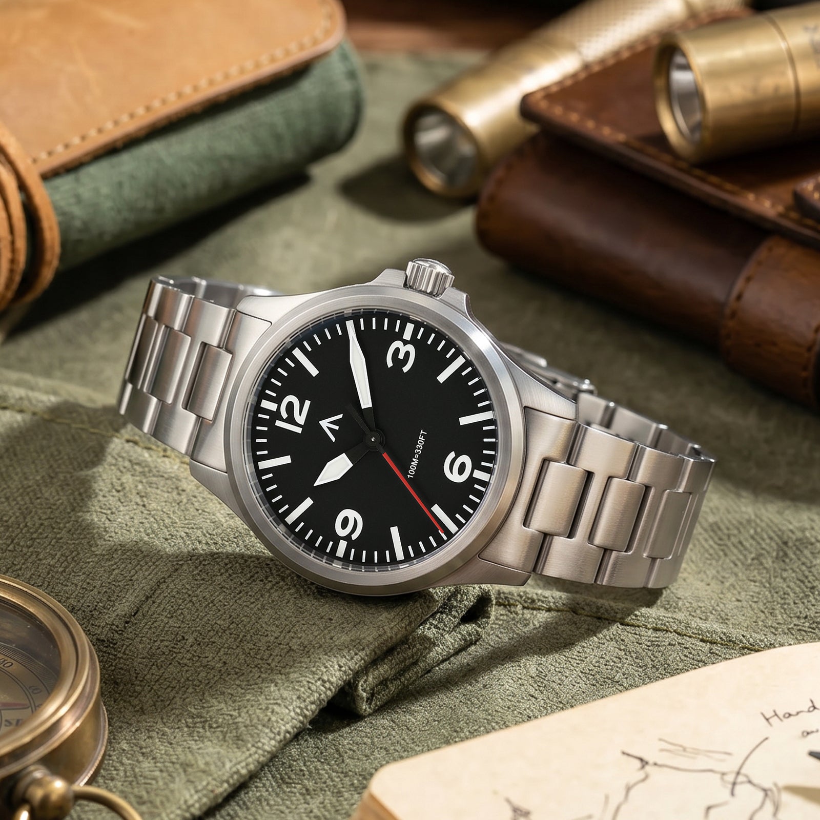 ★SuperOfertas ★Militado 38mm Reloj militar de campo con cristal de zafiro ML05