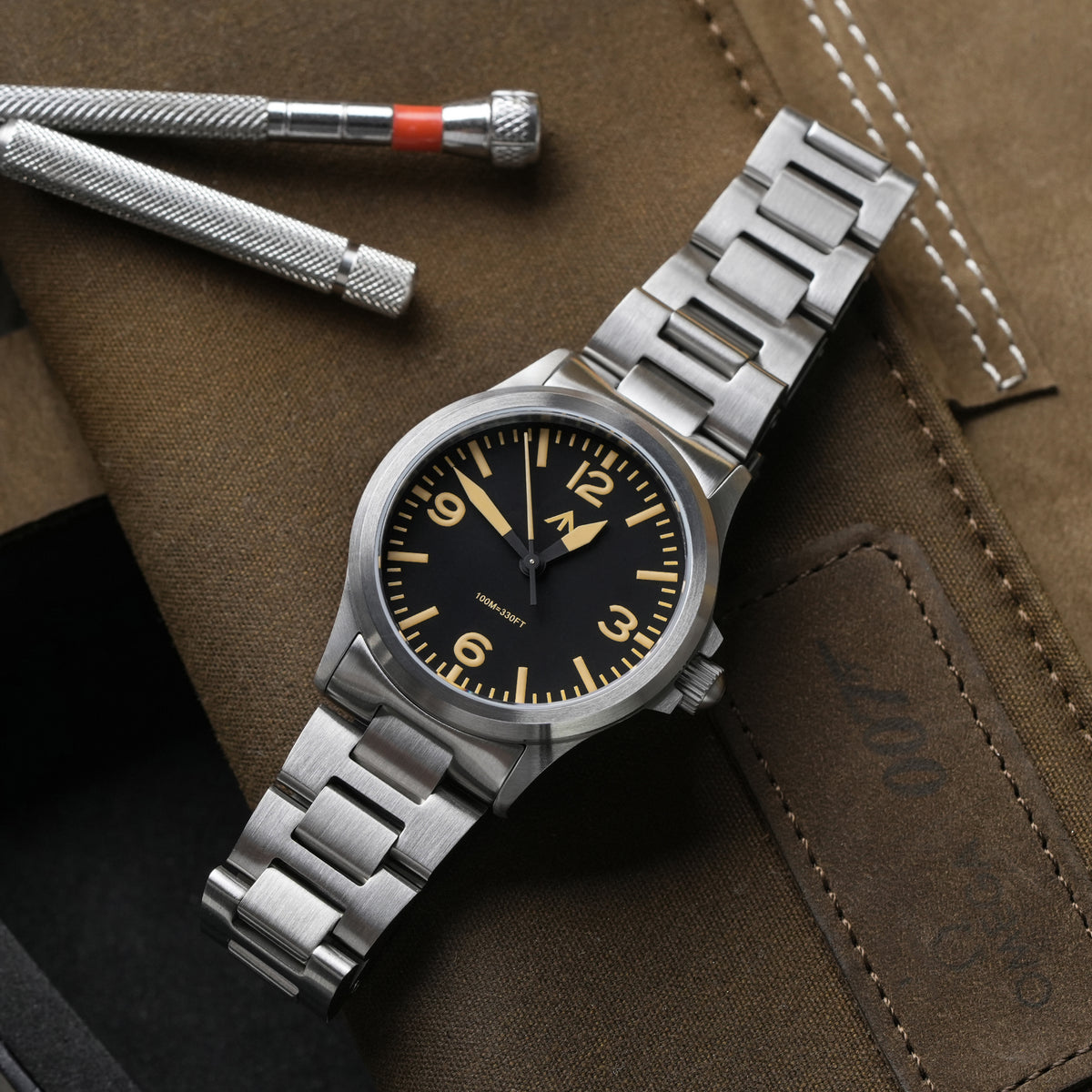 Militado 36mm Field Watch VH31 Sweeping Movt Men Watch ML18
