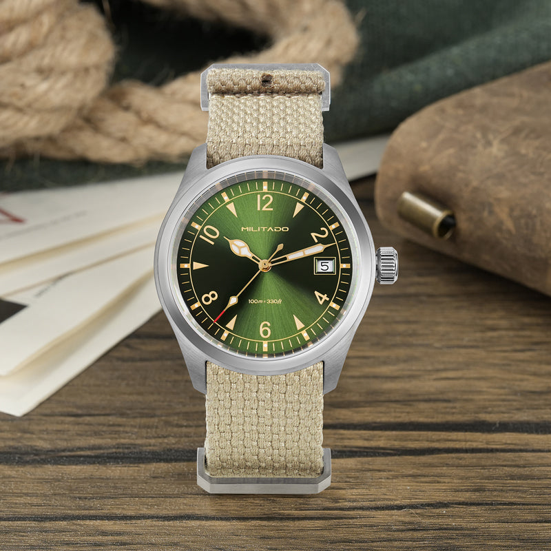 Militado 36 mm Reloj de campo de cuarzo D12 - Agujas tipo lápiz