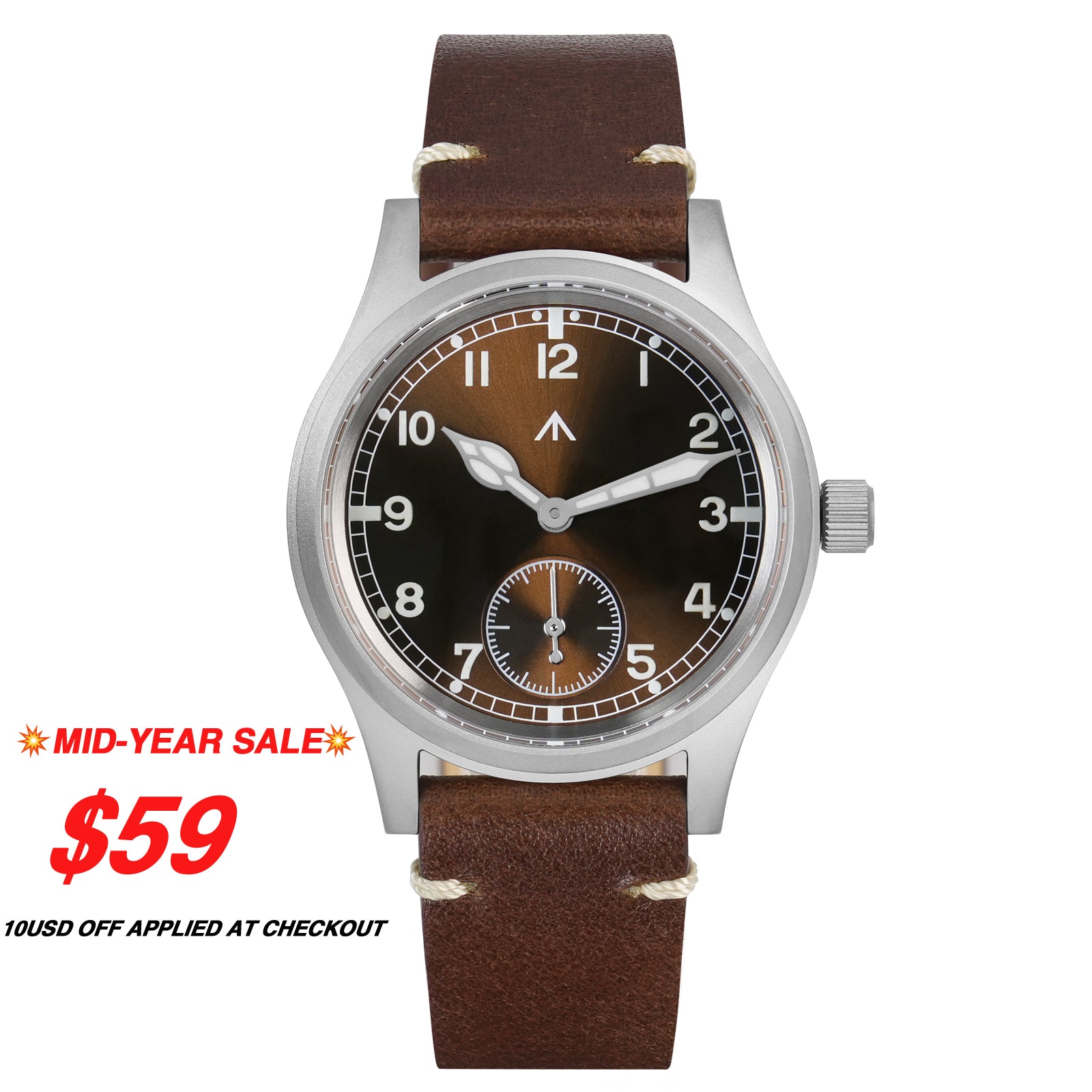 Reloj de campo de cuarzo Militado 36 mm D12 - Manecillas tipo catedral