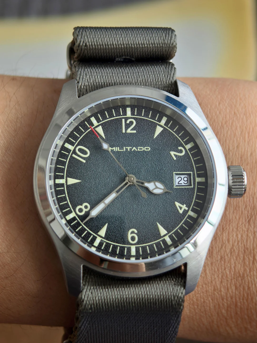 ★11.11 Sale★Militado 38mm Sapphire Crystal Field Watch ML08 Grey Dial