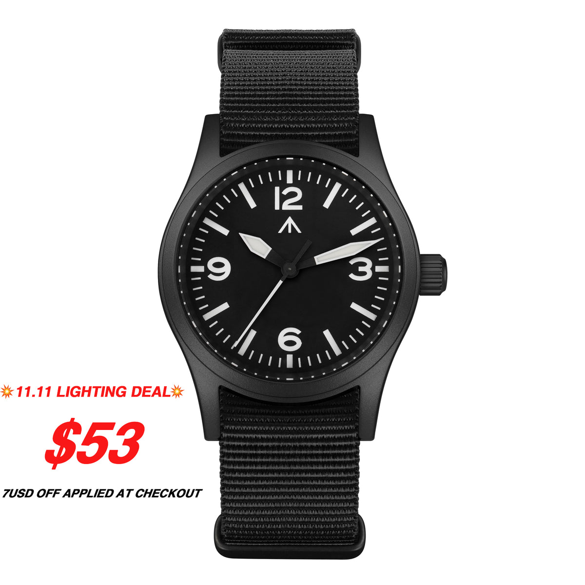 💥11.11&BlackFriday💥Militado VH31 Vintage Military Watch ML05 Black PVD